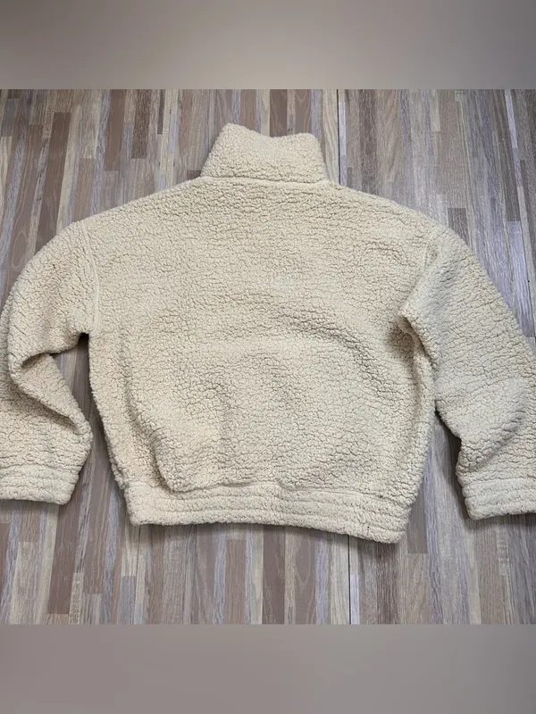 Offline by aerie Cream Sherpa Half-Zip Oversized Pullover Women’s Size Small - Image 7