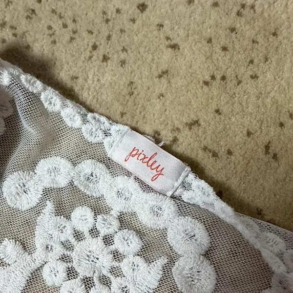 Pixley White Floral Lace Mesh Open Front Cardigan Fairycore Shrug S SFT2008‎ - Image 4