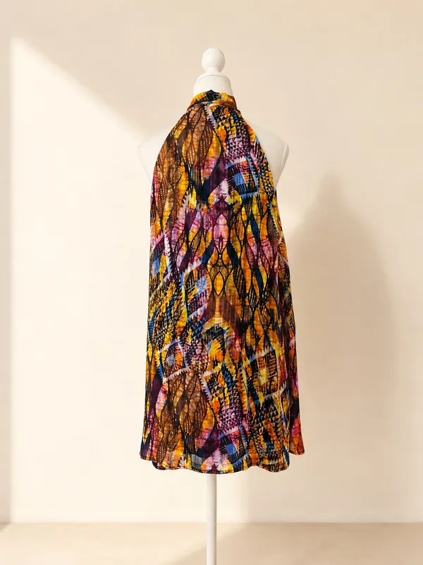 Tyche Multicolor Halter Mini Dress Size Large - Image 3