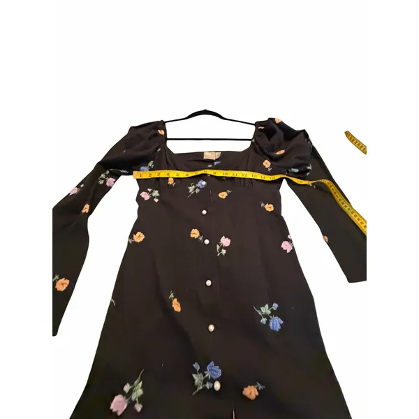 ASOS Black Floral Embroidered Dress - Size 4 - Image 7