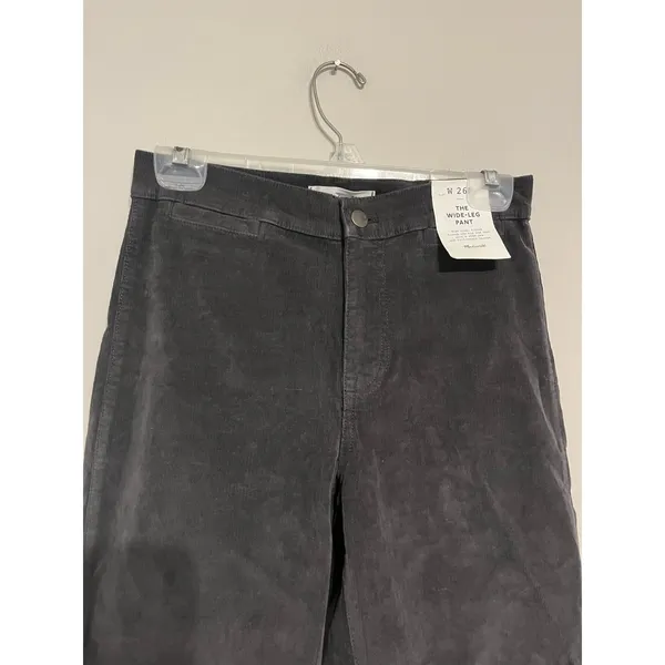 Madewell The Petite Wide-Leg Pant in Corduroy Black Coal Size 26P - Image 6