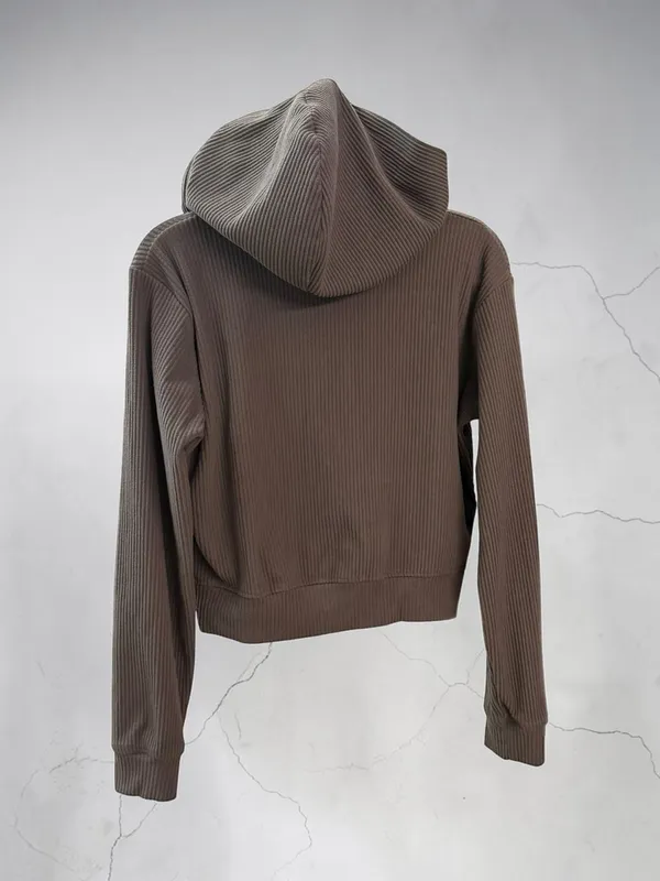 Hippie Rose‎ Juniors' Ribbed Cropped Zip-Up Hoodie, Size S - Image 2