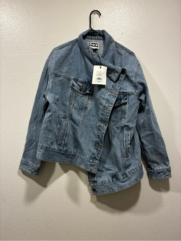 Light Denim Asymmetrical Jean Jacket - Women - Image 2