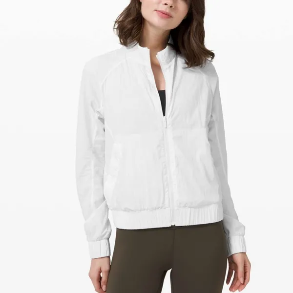Lululemon Bombs Away‎ Jacket White City Breeze reversible zip front gray - Image 2