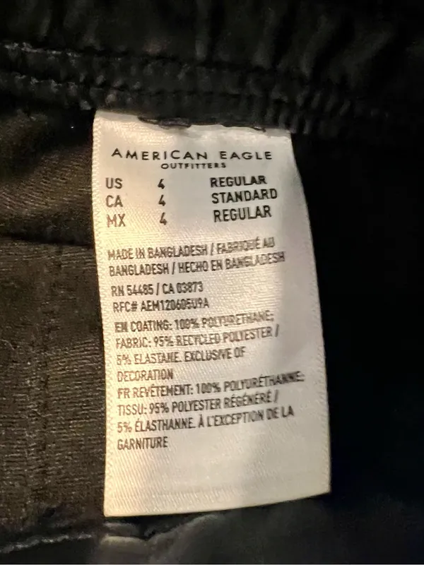 American Eagle Stretch High-Waisted Vegan Leather Straight Cargo Pant - Image 4