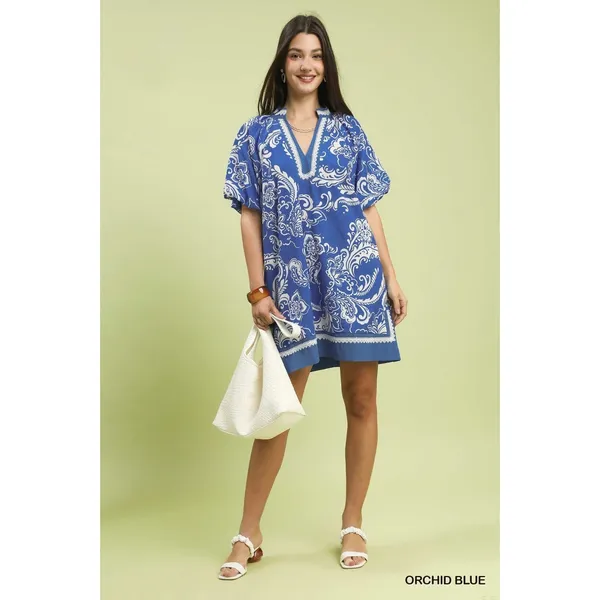 Umgee Jacquard Two Tone‎ Mini Dress - Orchid blue - Large - Image 4