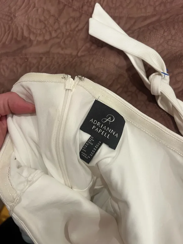 Adrianna Papell White Halter Keyhole Mini Dress - Image 3