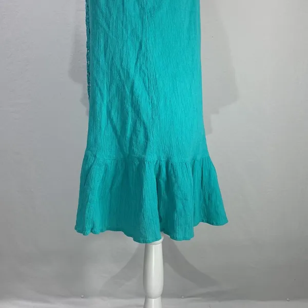 Teal Ruffled Embroidered Mini Sundress Size Large Jr - Image 8