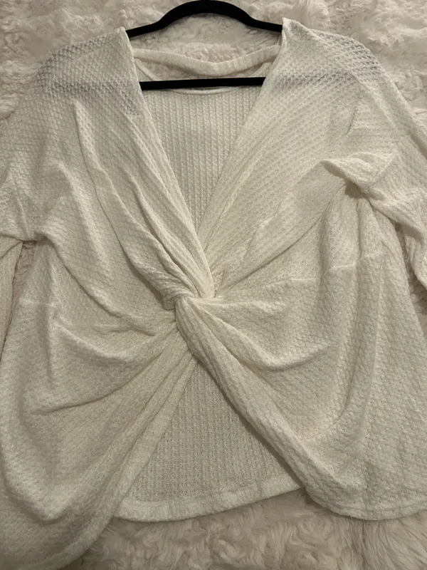 Material Girl Twist Knot White Sweater - Image 3