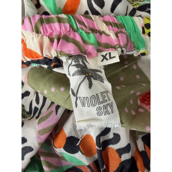 Violet Sky Womens‎ Tropical Jungle Print Smocked Off Shoulder Crop Top XL - Image 3