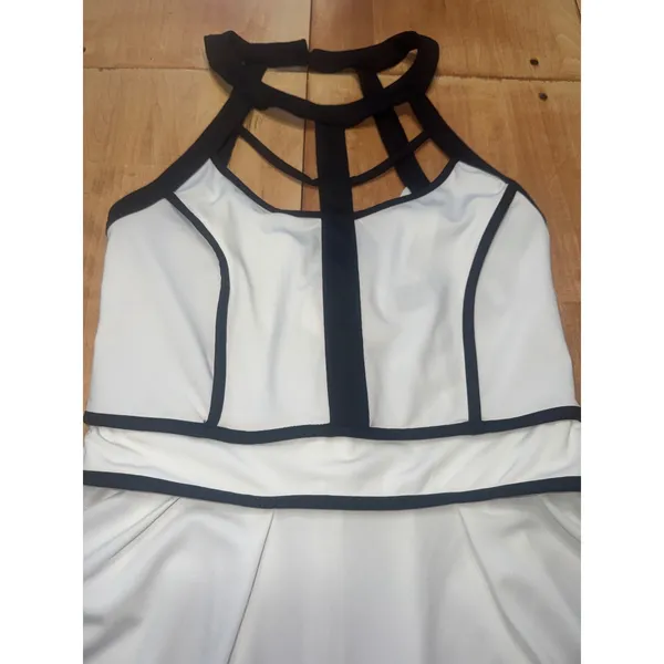 Drimmaks Black‎ and White Strappy Halter Fit Flare Dress Size S - Image 2