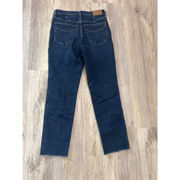 Madewell‎ The Perfect Vintage Jean Dark Wash Raw Hem High Rise Straight Size 27 - Image 3