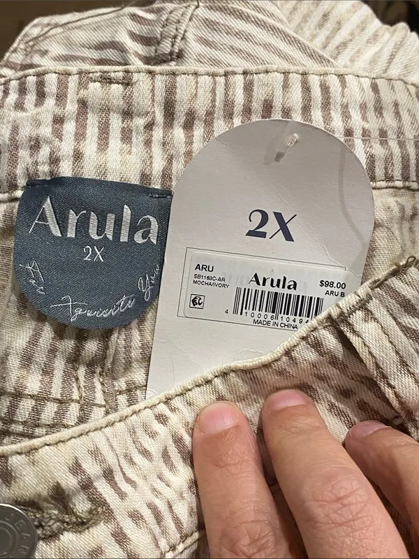 Arula Charli Mocha Ivory Stripe Cargo Pants NWT 2X - Image 5