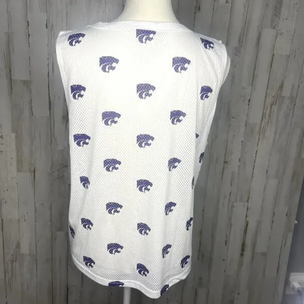 NWT NCAA Kansas State Wildcats Women's Small White Mesh All Over Print‎ Tank Top - Image 3