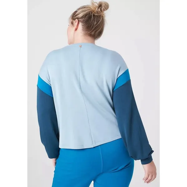 Lane Bryant Livi Colorblock Sweatshirt Sz 26 28 Cozy Soft Long Sleeve Blue - Image 3
