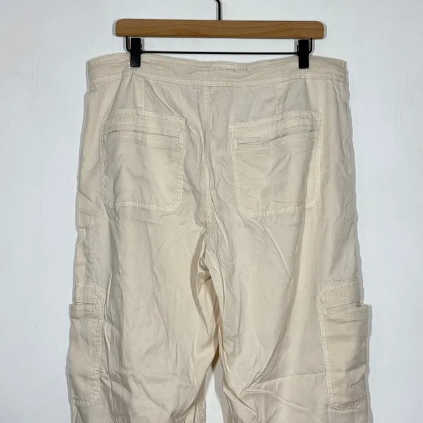 American Eagle Baggy Wide Leg Pant Size XL XXL 2X Ivory Drawstring Utility Cargo - Image 6