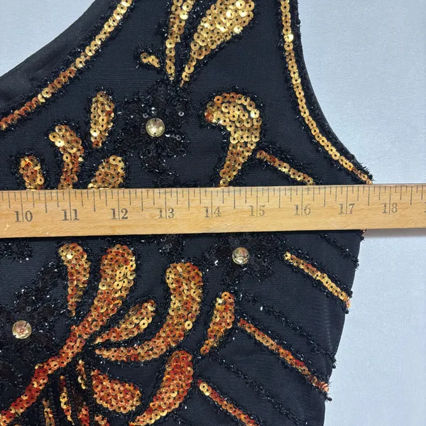Babeyond Flapper Dress Black Gold Sequin Fringe Gatsby 1920s Costume Party‎ L - Image 9