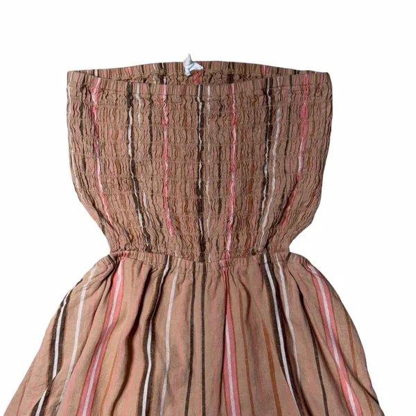 Aerie Strapless Wide Leg Striped Linen Blend Jumpsuit Womens M - Image 3