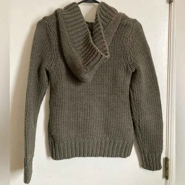 ***Ralph Lauren Vintage Army Green Wool Blend Knit Hoodie Sweater - Image 9