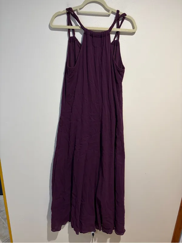 NEW Garnet Hill Cotton Gauze Long Maxi Cover-Up Dress Purple Coastal Size Medium - Image 10