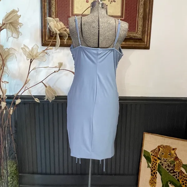 IRIS Ruched Adjustable Baby Blue Spaghetti Strap Mini Dress - Sz 1X 💛🎀 - Image 7