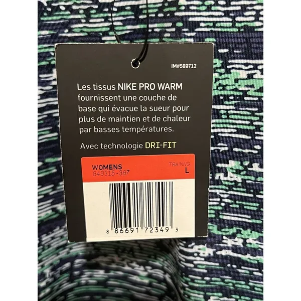 Nike Pro Dri-FIT Warm Womens M Quarter Zip Pullover Blue Green Linear NWT - Image 4