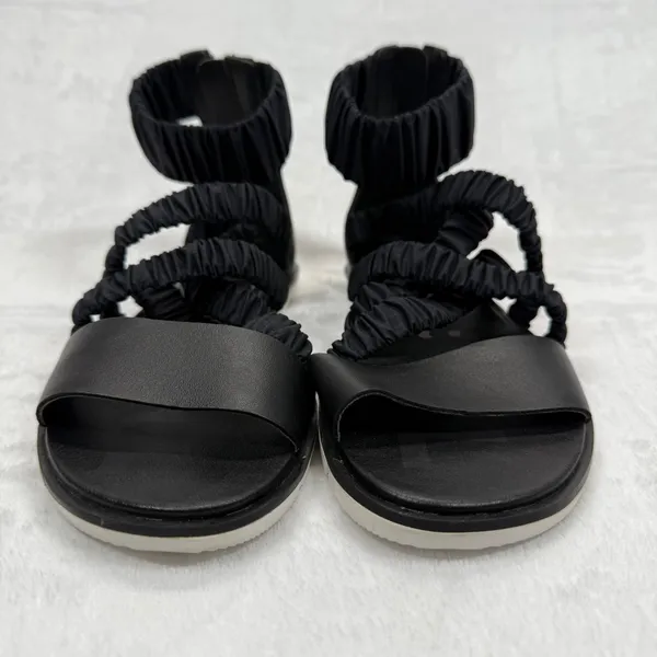 Sorel Gladiator Sandals Ruched Straps Back Zipper Black Leather Size‎ 6.5 - Image 3