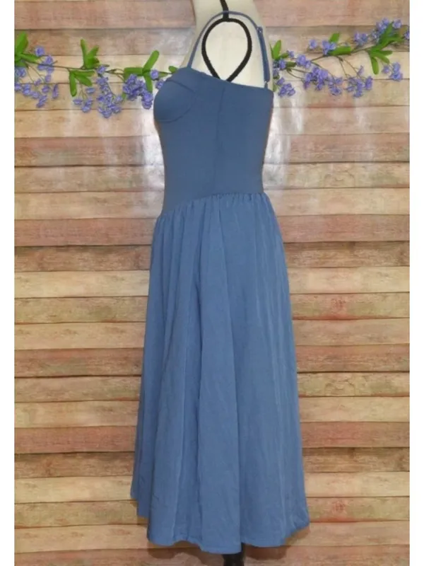 Chyrii Ladies S Blue Bustier Bodice Midi Summer Sun Dress Sleeveless Casual - Image 5