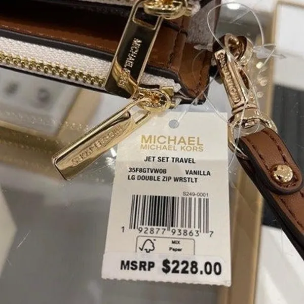 Michael Kors Vanilla Double Zip Wristlet Wallet Phone Purse - Image 3