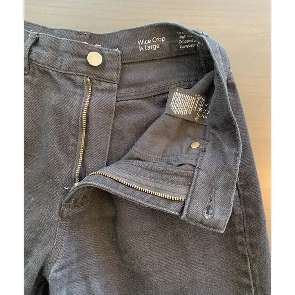COS Black Jeans Women's 26 Wide Crop‎ 3/4 High Rise Straight Minimal Capsule - Image 4