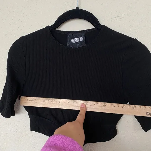 Reformation‎ rib knit cut out criss cross crop top black Size S - Image 5