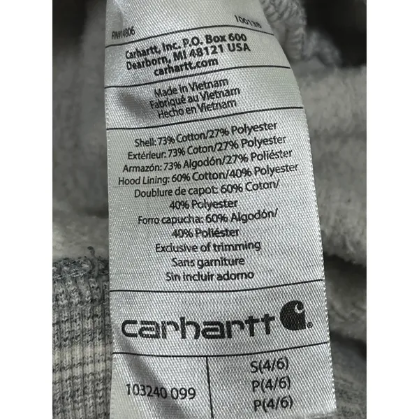 Carhartt Women Striped Quarter Zip‎ Hooded Sweatshirt Relaxed Fit Cozy Gray Sz S - Image 8