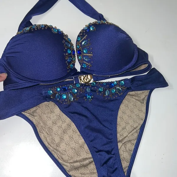 Victoria Secret Swim Bikini Set 32B Embellished Bombshell Push Up Adds RARE - Image 2