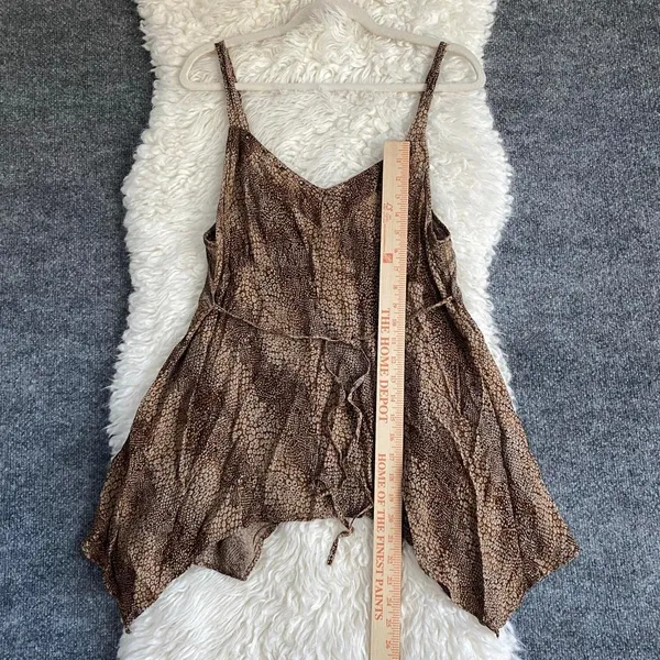 Maternity Brown Graphic Print Tie Sleeveless Tank Blouse Y2k Boho Fairy Grunge - Image 6