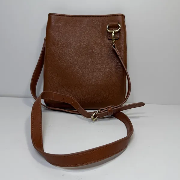 Michael‎ Kors Fulton Crossbody Bag Brown Pebbled Leather Gold Logo Bag Designer - Image 5