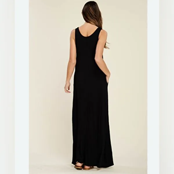 Annabelle Black Casual V-Neck Sleeveless Maxi Dress With Pockets Size Medium - Image 3