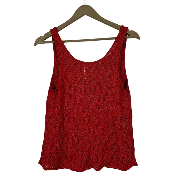 Future Collective Jeneé Naylor Pointelle Crochet Tank Top Red Boho Knit Size XXL - Image 4