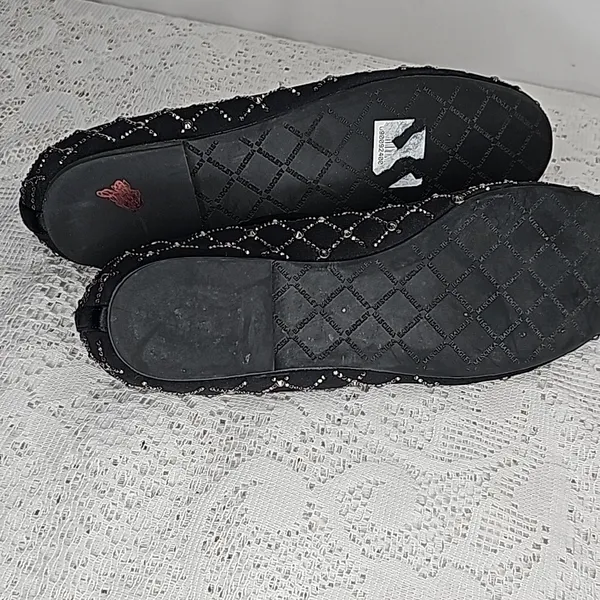 Badgley Mischka Sheila ballet black jeweled slip on flats sz 8 - Image 7