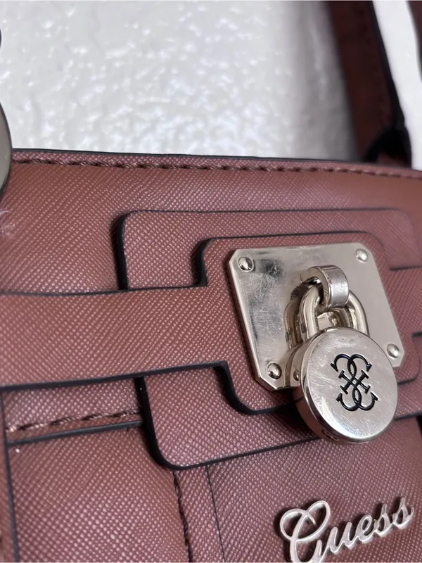 Guess Structured Brown Satchel Bag - Image 2