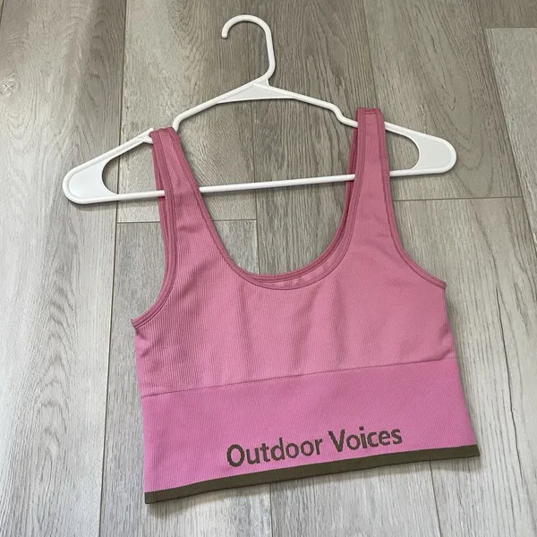 Outdoor Voices Bra longline pullover logo womens Pink (small) workout activewear - Image 2