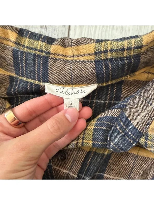 Oli & Hali Grunge Oversized Indie Sleeze Plaid Patchwork Thermal Blouse small - Image 7