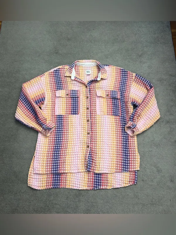 BDG Urban Outfitters Stanley Waffle Knit Long Sleeve Oversized Shirt Women’s - Image 2