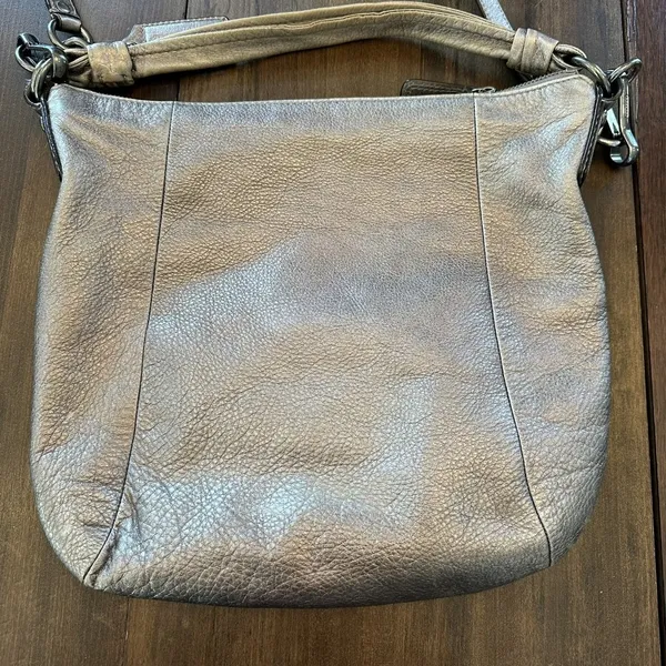 Coach Kristin Metallic Gold Pebbled Leather Hobo Bag Convertible Handbag - Image 6