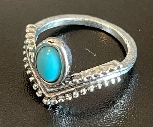 Turquoise stone princess crown ring size 5 - Image 3