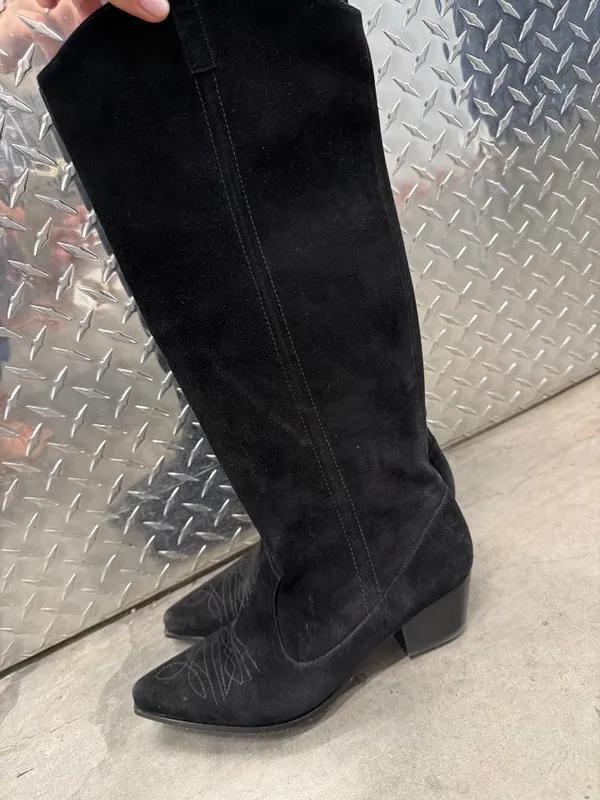 Raye Castiel Suede Cowboy Boots Black Womens Size 8 - Image 6