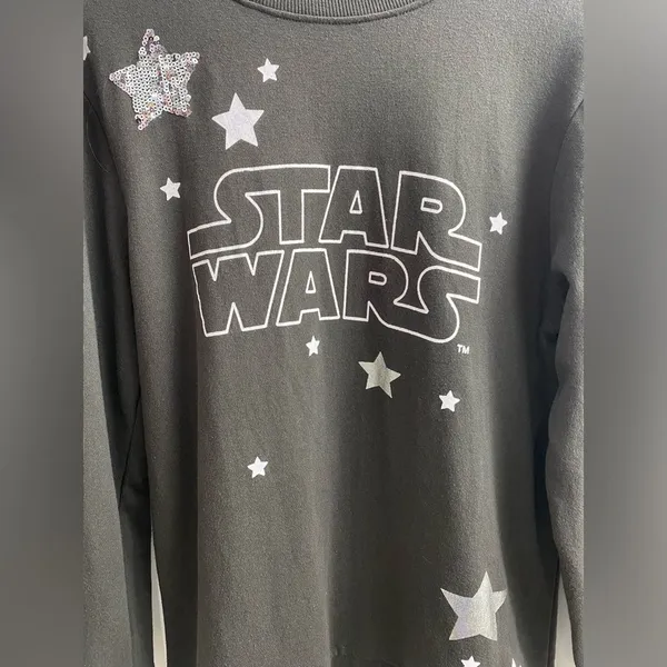 Star Wars Pullover Sweatshirt Womens Small Gray Long Sleeve Crewneck - Image 8