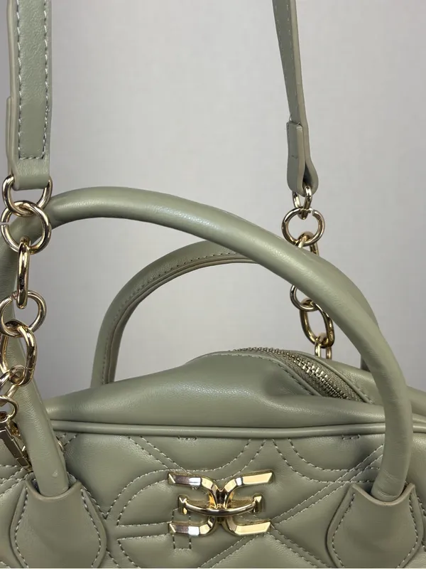 Sam Edelman Purse Bag Sage Green Quilted Faux Leather Satchel - Image 12