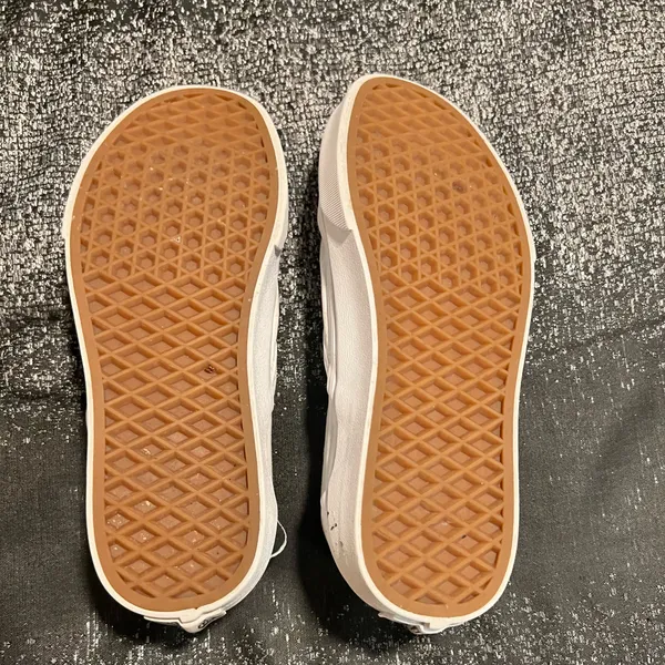 Womens 7 Vans Classic Slip On Checkerboard True White Canvas Sneakers - Image 11