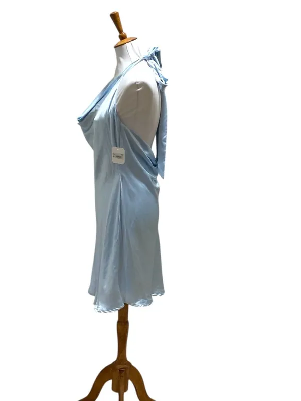Altar’d State Satin Tie Halter Slip Dress Blue Size XXL NWT Wedding Glam Prom - Image 8