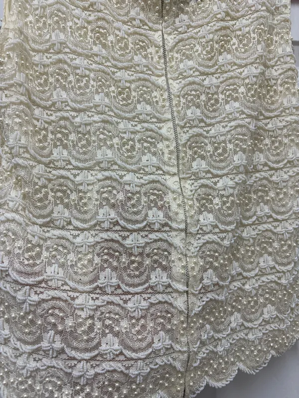 Vintage 1960s Regalia Imports Beaded Silk Lace Top Sleeveless Shell Cream S - Image 6